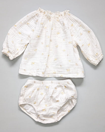 David Jones Muslin Floral Top and Bloomer Set 3-6m - Anue