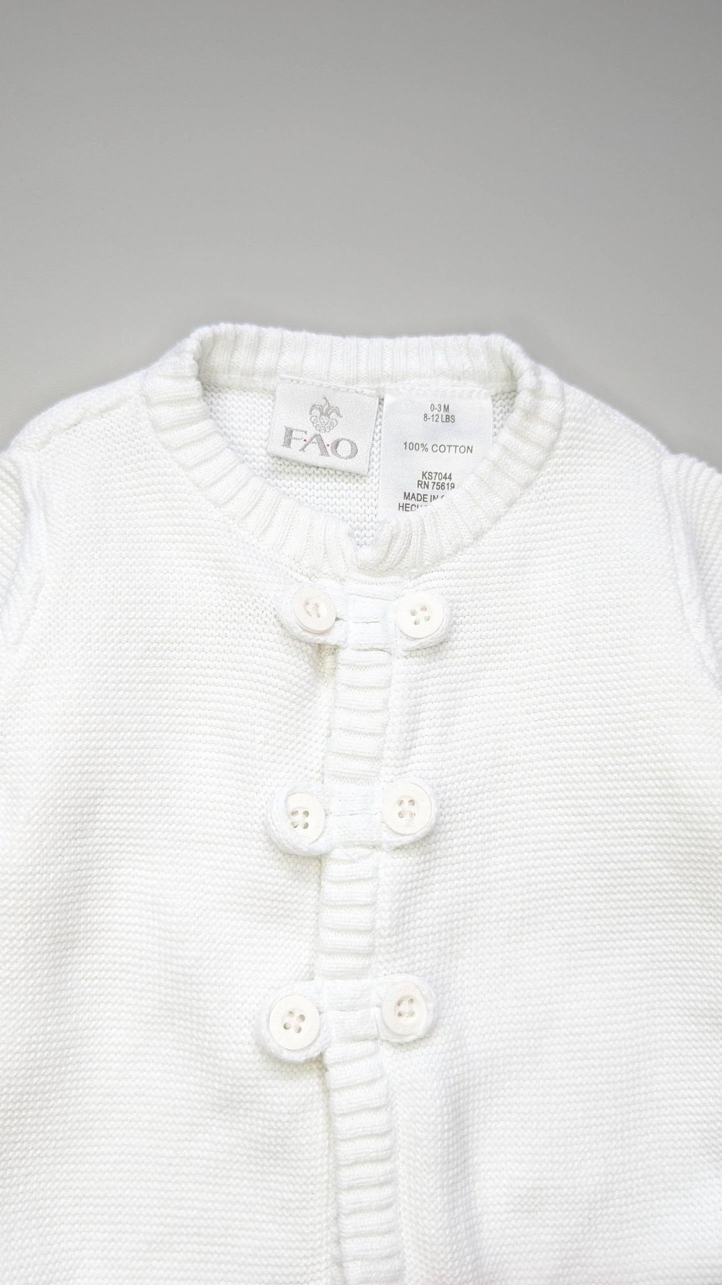 FAO Swartz Baby Button down Cotton knit Cardigan 0-3m - Anue