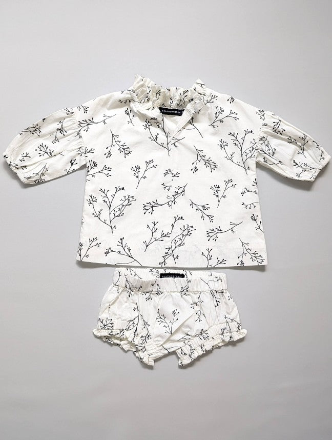 Feather Drum Smock and Bloomer Set Sprig 3-6m - Anue