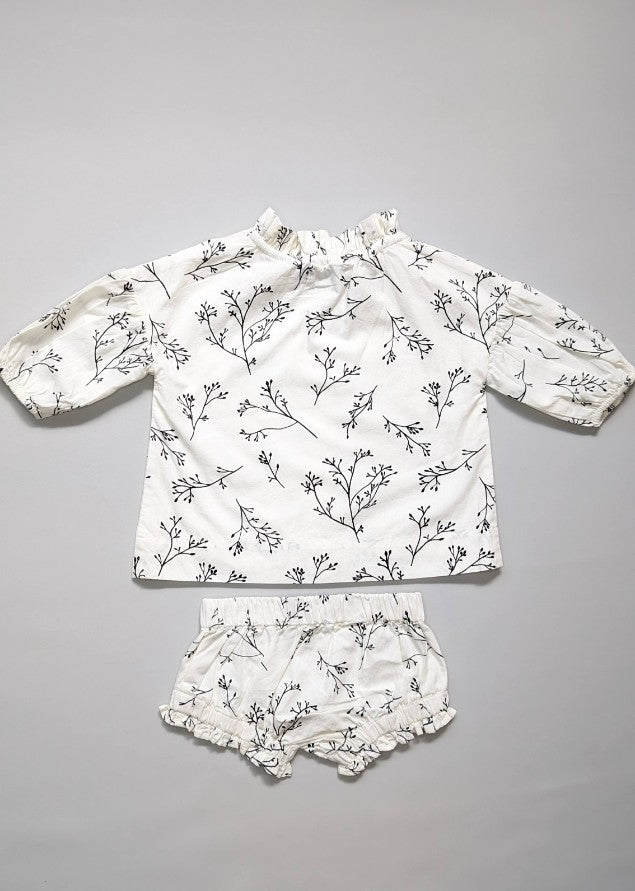 Feather Drum Smock and Bloomer Set Sprig 3-6m - Anue