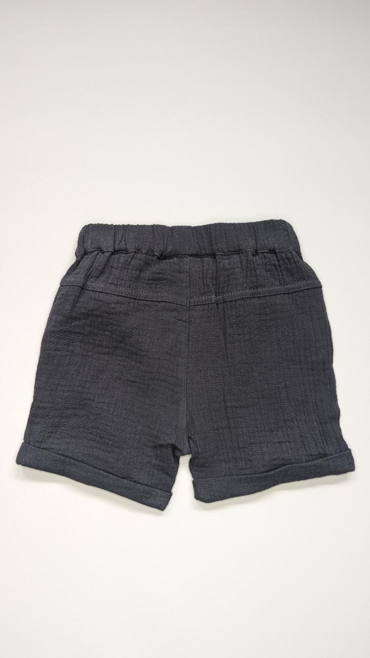 Fox & Finch Charcoal Crinkle Shorts 6-12m - Anue