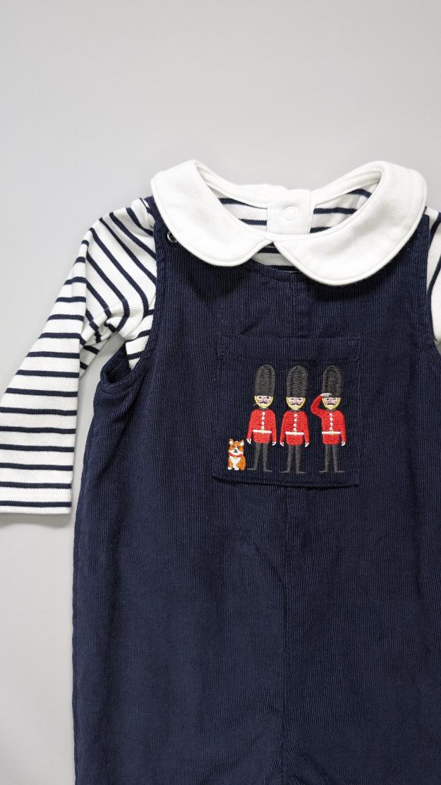 M&S Stripe Bodysuit and Overalls Set 6-12m - Anue