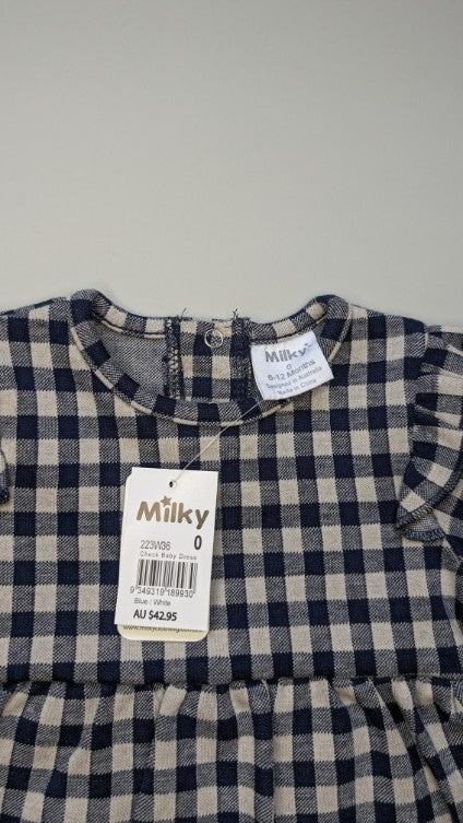 Milky Check Baby Dress 6-12m - Anue