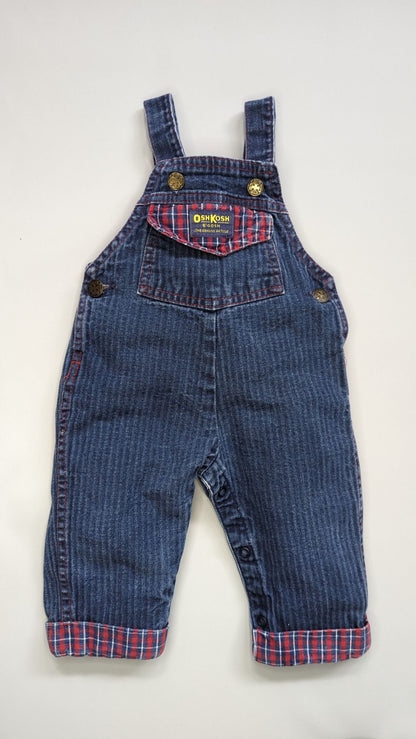 Oshkosh B'gosh Vintage Denim Tartan Overalls 12m - Anue