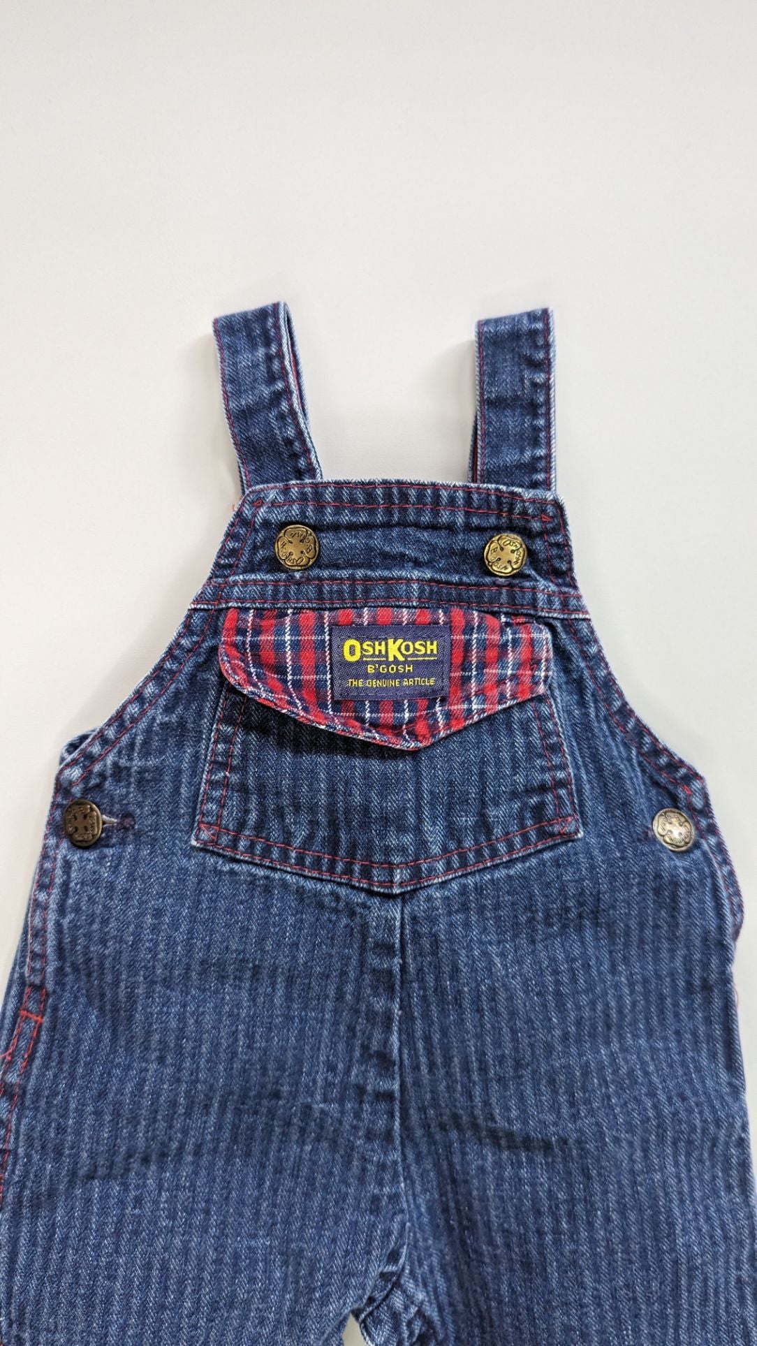 Oshkosh B'gosh Vintage Denim Tartan Overalls 12m - Anue