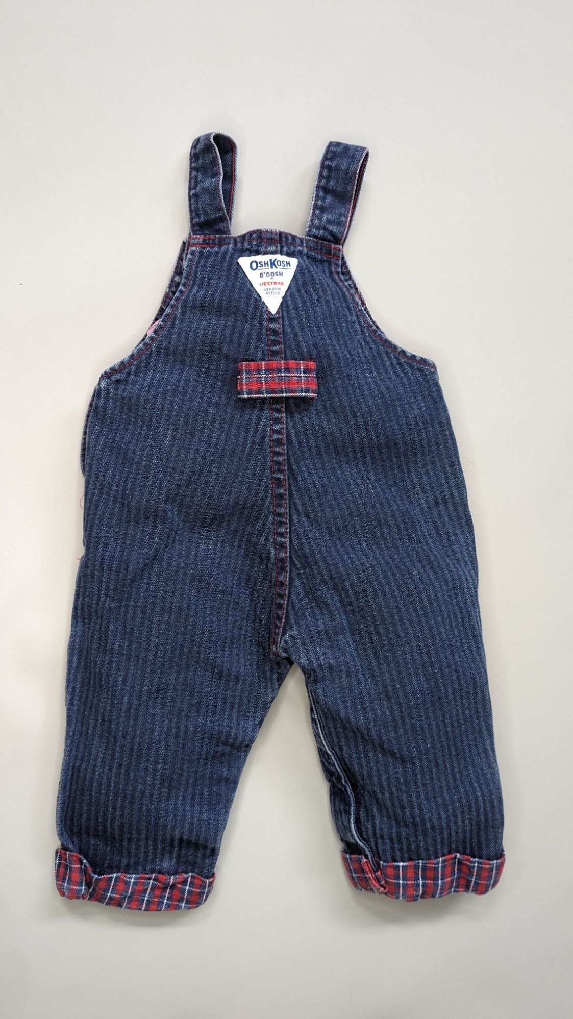 Oshkosh B'gosh Vintage Denim Tartan Overalls 12m - Anue