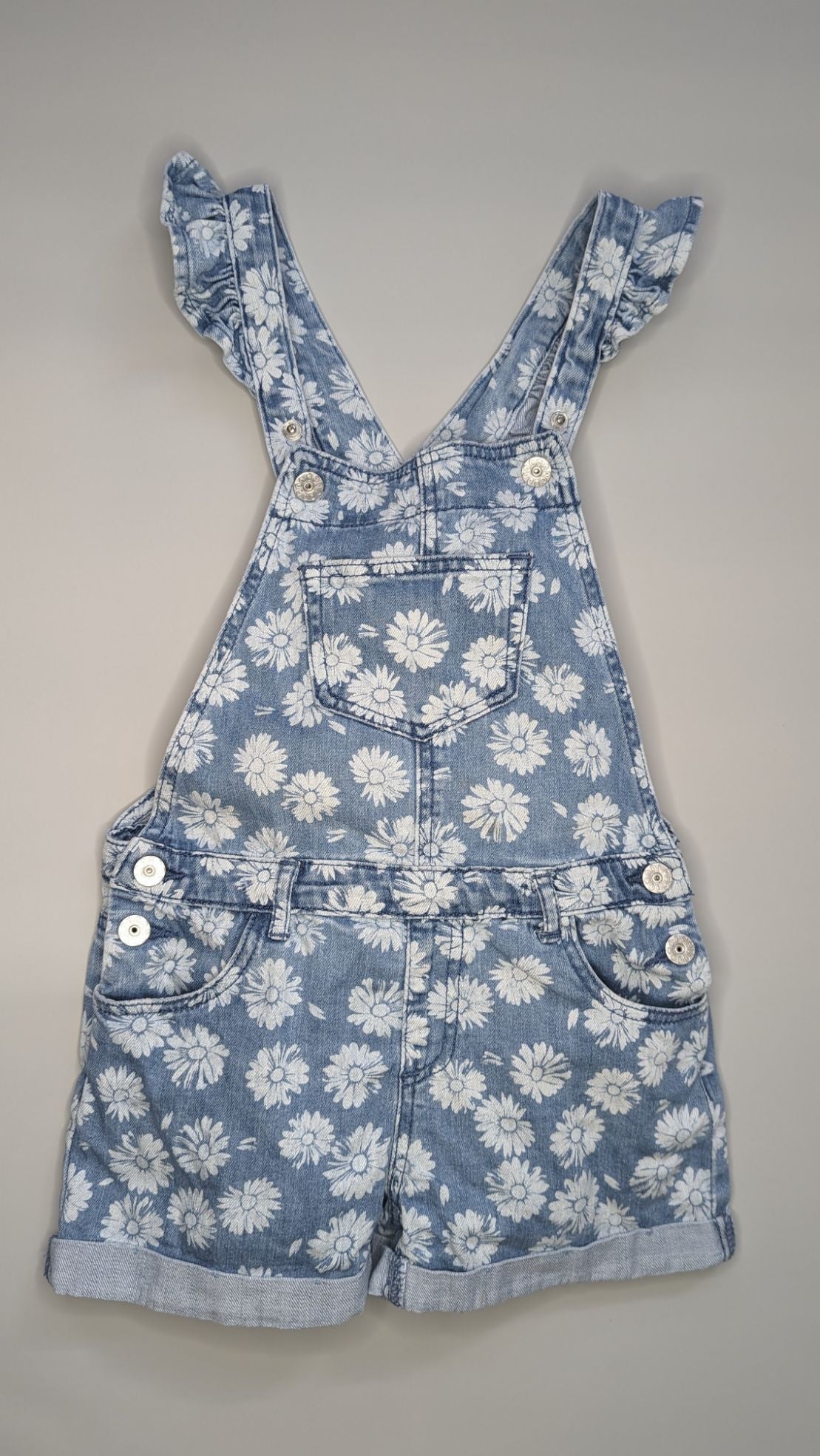 Milkshake Floral Print Denim Shortalls 8Y - Anue