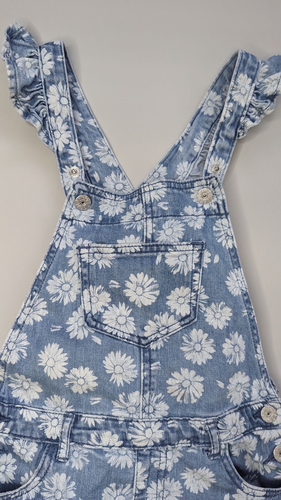 Milkshake Floral Print Denim Shortalls 8Y - Anue