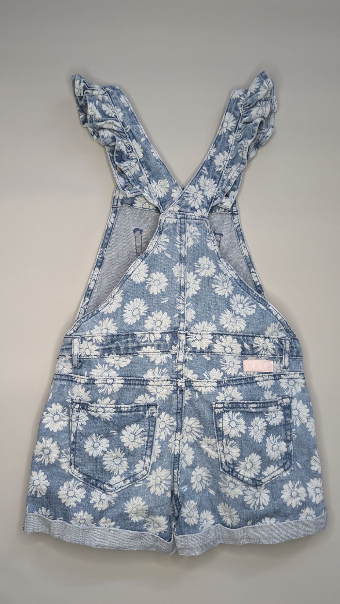 Milkshake Floral Print Denim Shortalls 8Y - Anue