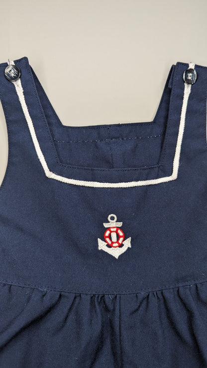 Vintage Embroidered Sailor Badge Bubble Romper 1Y - Anue