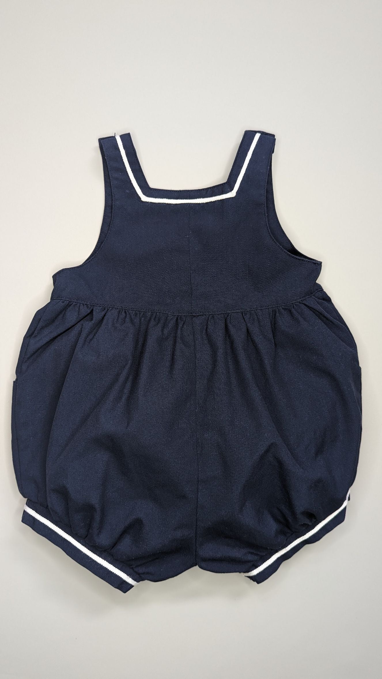 Vintage Embroidered Sailor Badge Bubble Romper 1Y - Anue