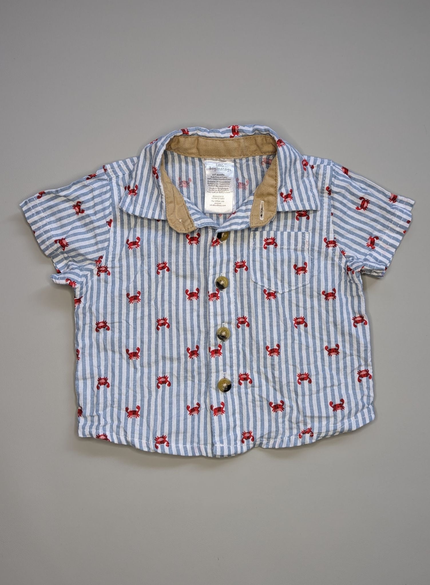 Little Beginnings Crab Print Shirt 6-9m - Anue