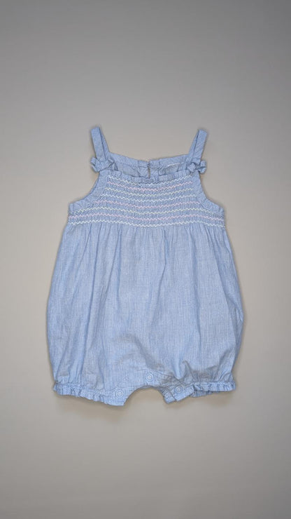 Chambray Baby Girl Romper 0-3m - Anue