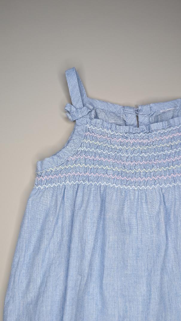 Chambray Baby Girl Romper 0-3m - Anue