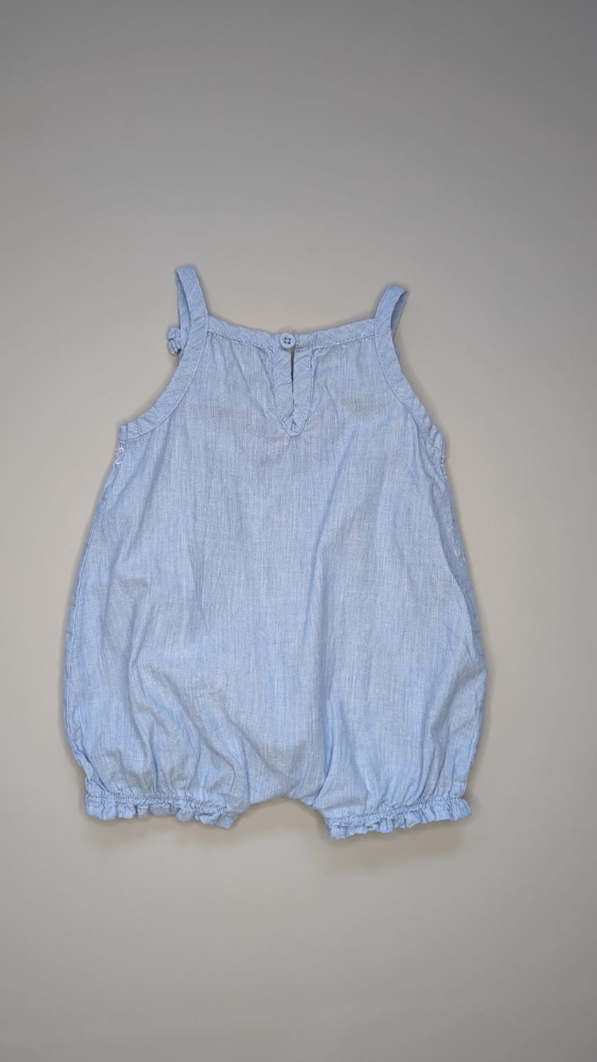 Chambray Baby Girl Romper 0-3m - Anue