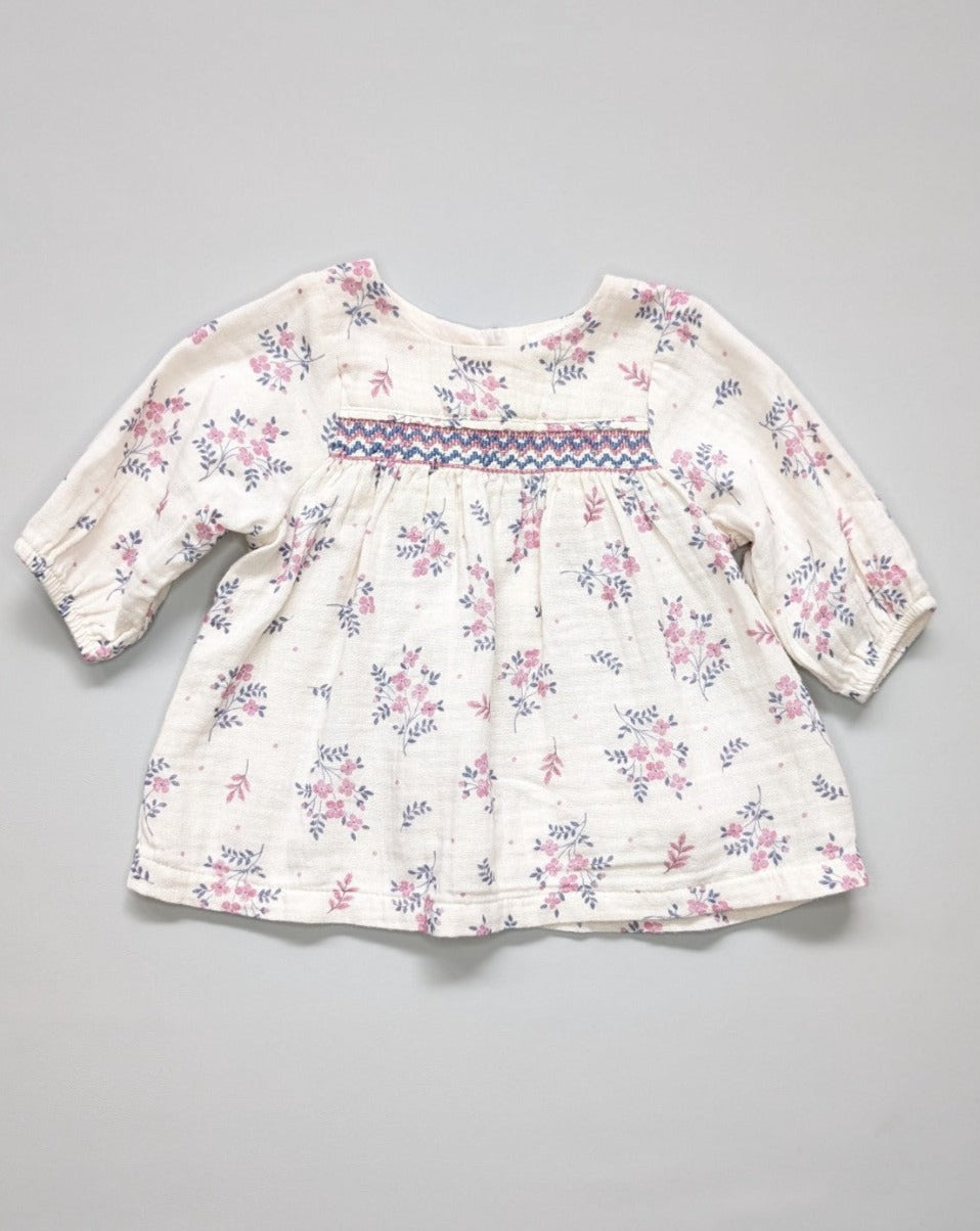 Pure Baby Floral Long Sleeve Top 0-3m - Anue