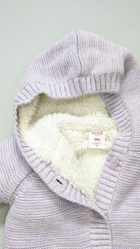 Seed Mixy Knit Sherpa Hoodie 0-3m - Anue