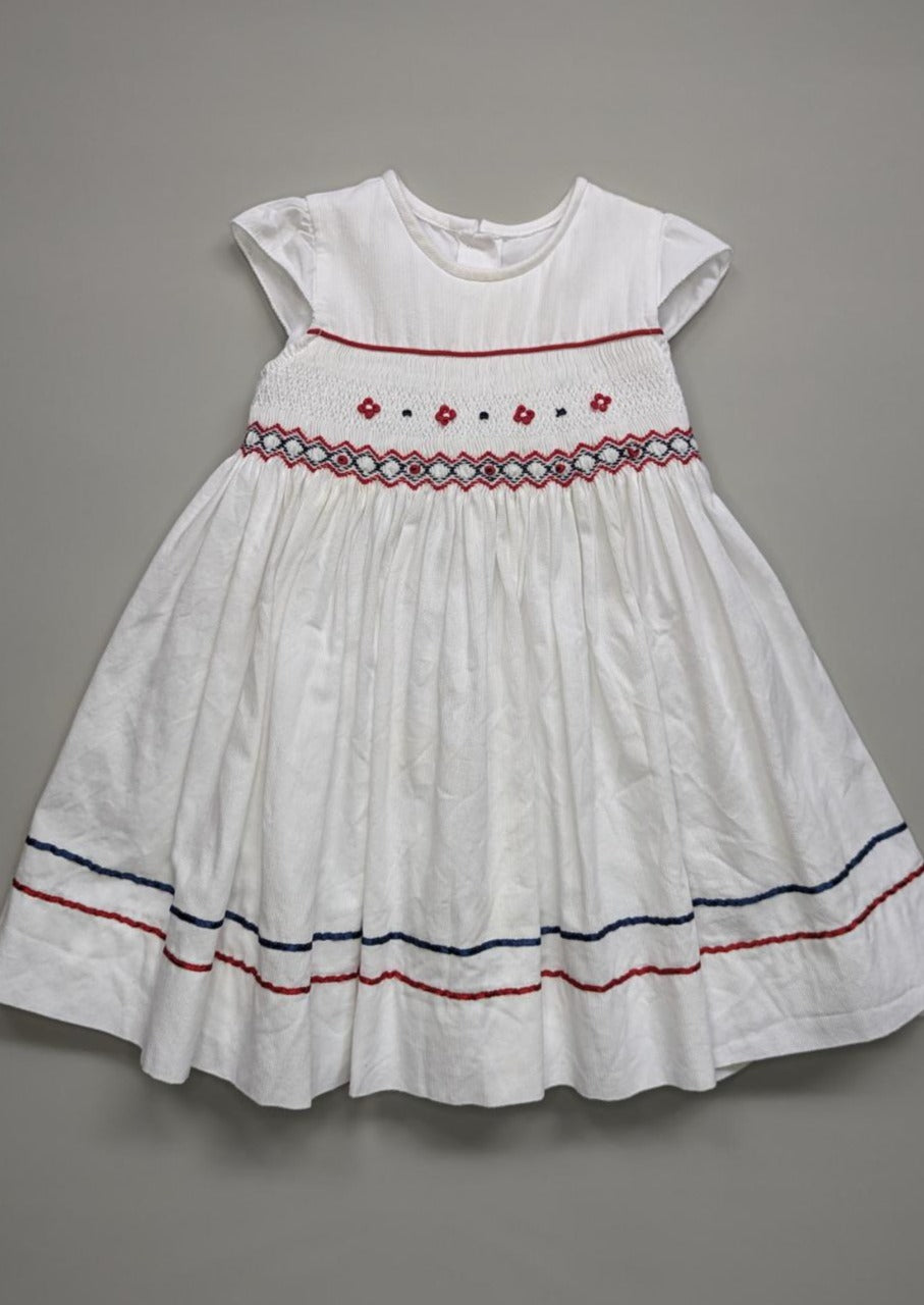 Smocked Embroidered Dress 12-18m - Anue